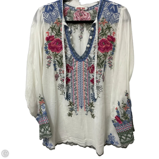 Blouse Designer By Johnny Was In White, Size: M