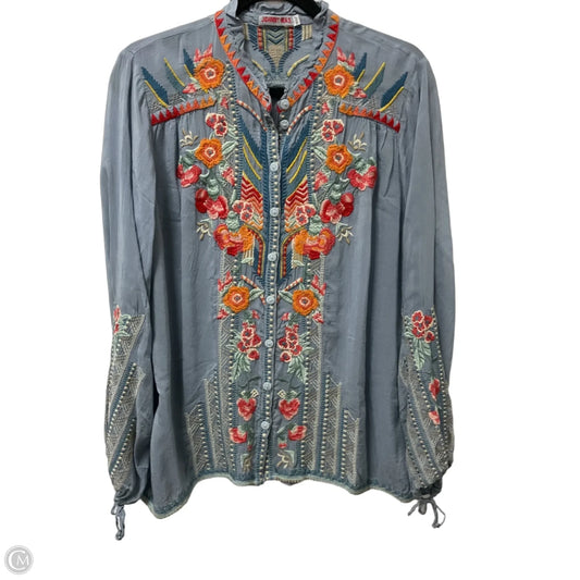 Blouse Designer By Johnny Was In Blue & Orange, Size: S