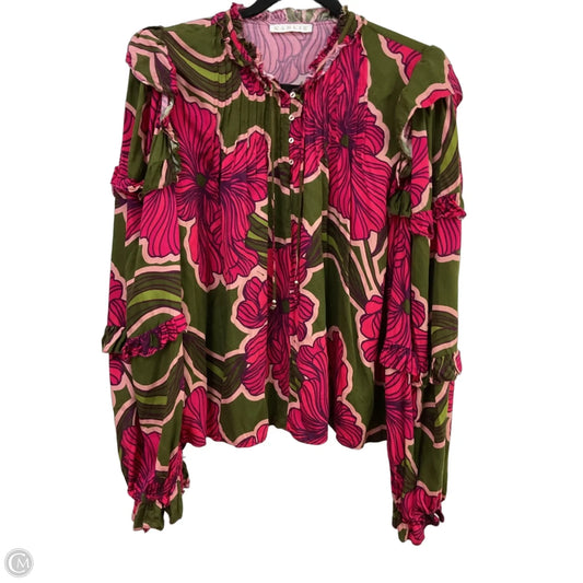 Blouse Long Sleeve By Karlie In Floral Print, Size: L