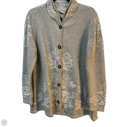 Sweater Cardigan By Soft Surroundings In Grey & White, Size: M