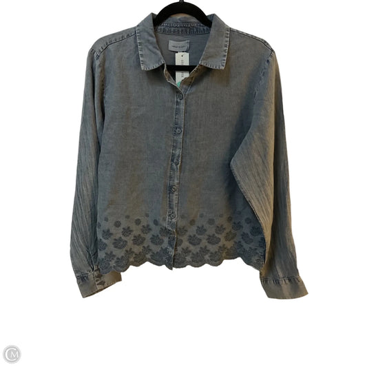 Blouse Long Sleeve By Thread And Supply In Blue, Size: L