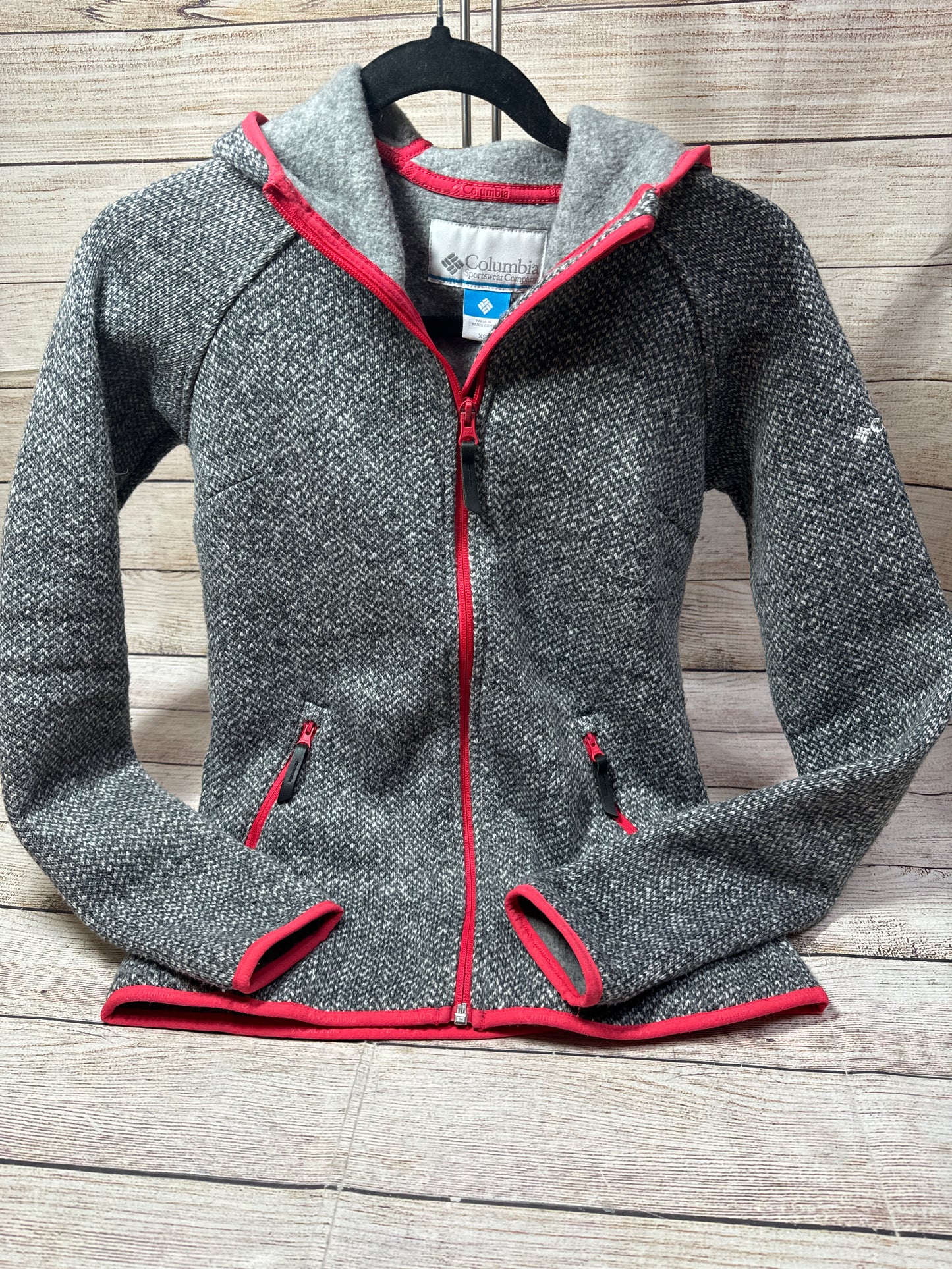 Jacket Fleece By Columbia In Grey & Red, Size: Xs