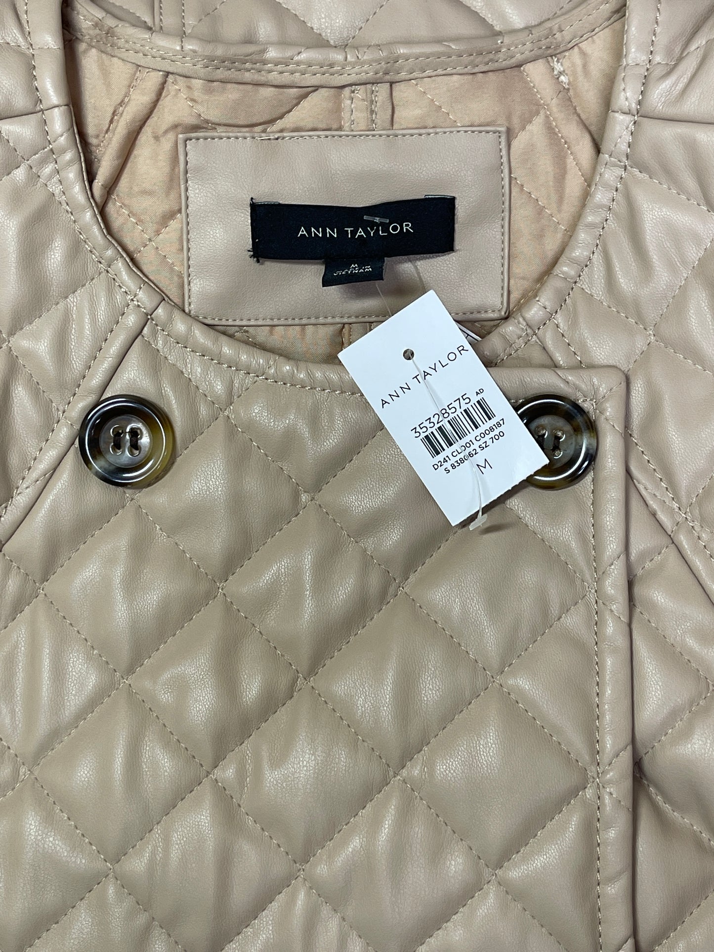 Jacket Moto By Ann Taylor In Beige, Size: M