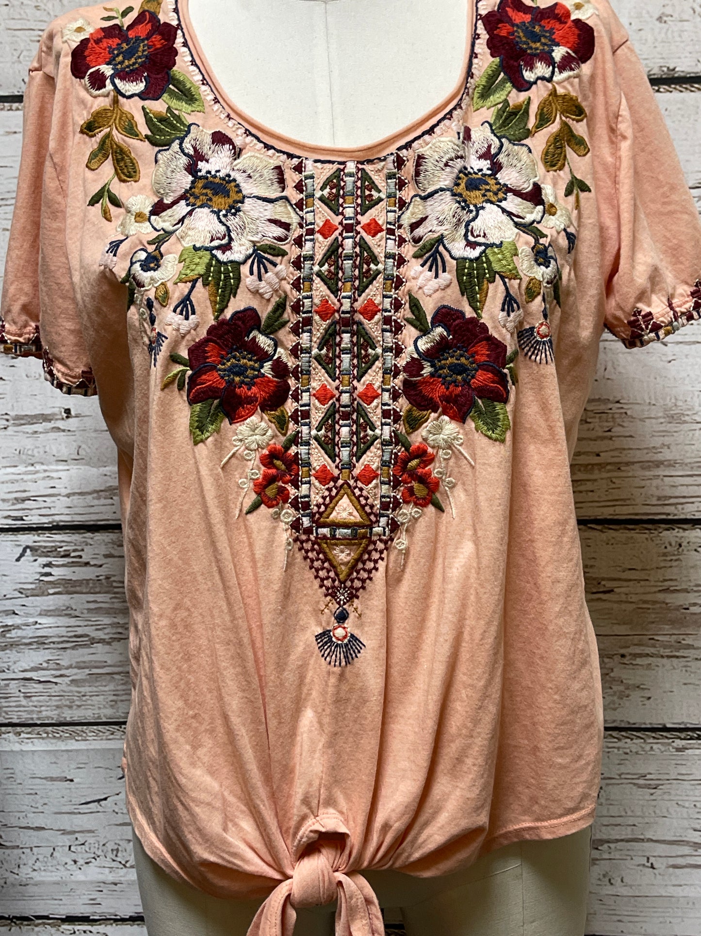 Top Short Sleeve By Johnny Was In Peach, Size: M