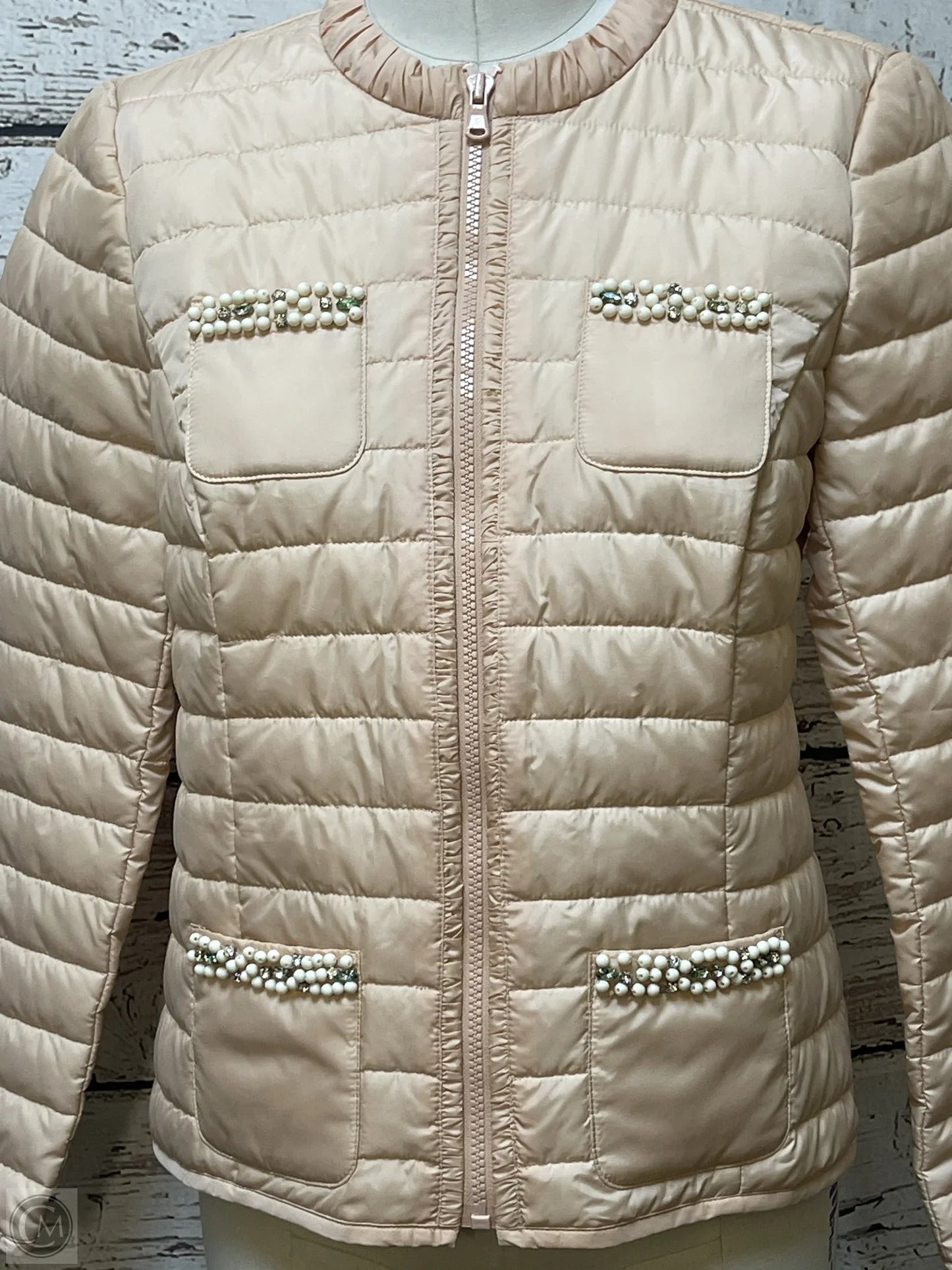 Jacket Puffer & Quilted By Chicos In Peach, Size: S