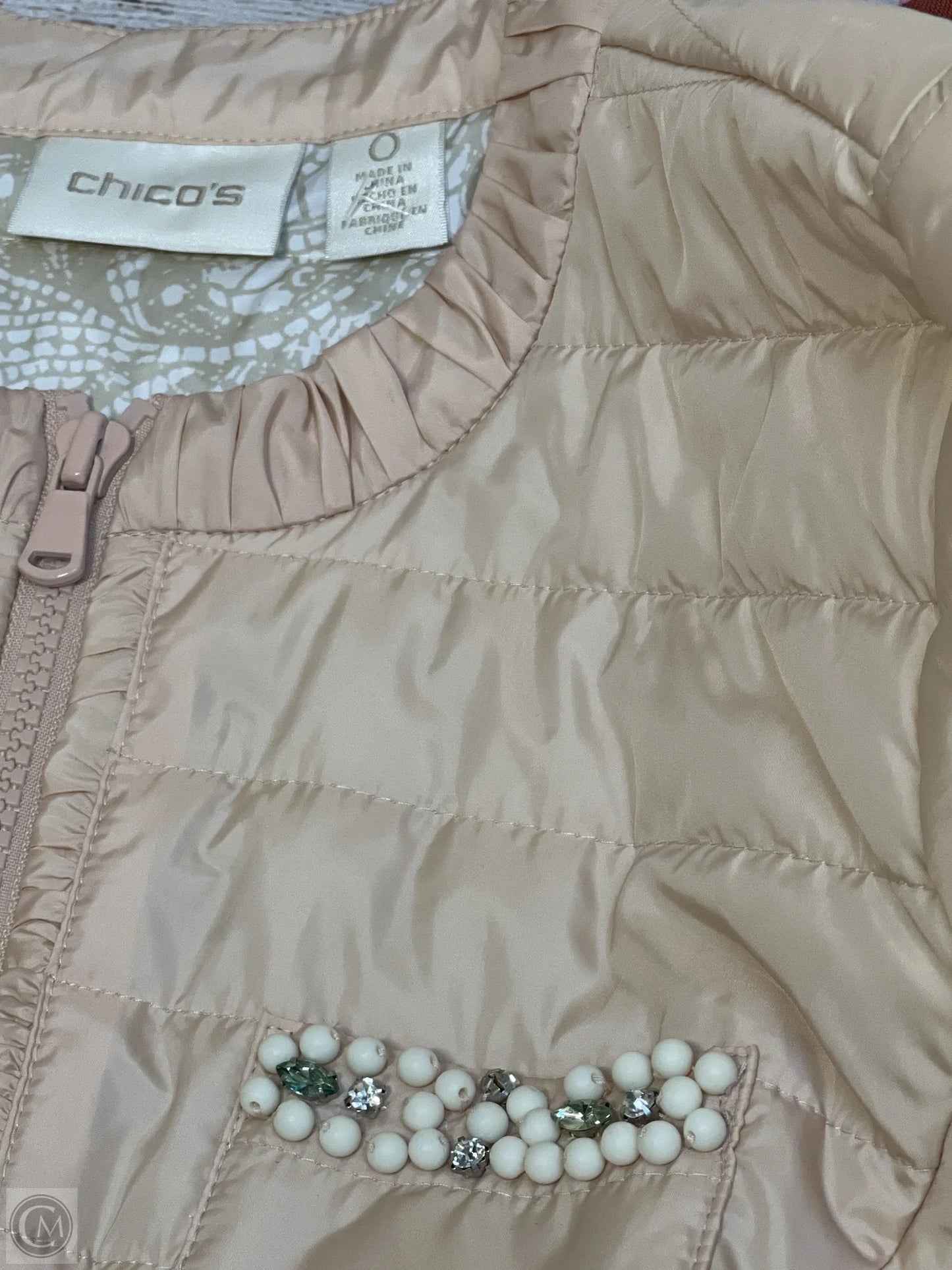 Jacket Puffer & Quilted By Chicos In Peach, Size: S