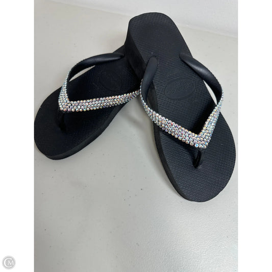 Sandals Flip Flops By Havaianas In Black & Silver, Size: 7