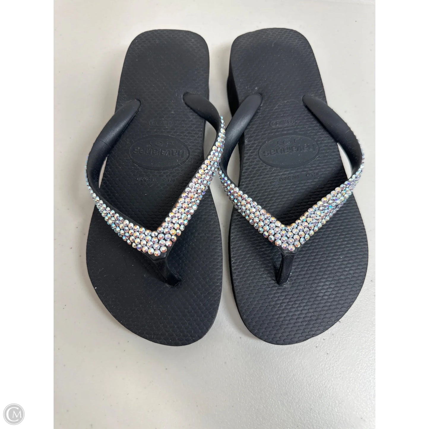 Sandals Flip Flops By Havaianas In Black & Silver, Size: 7