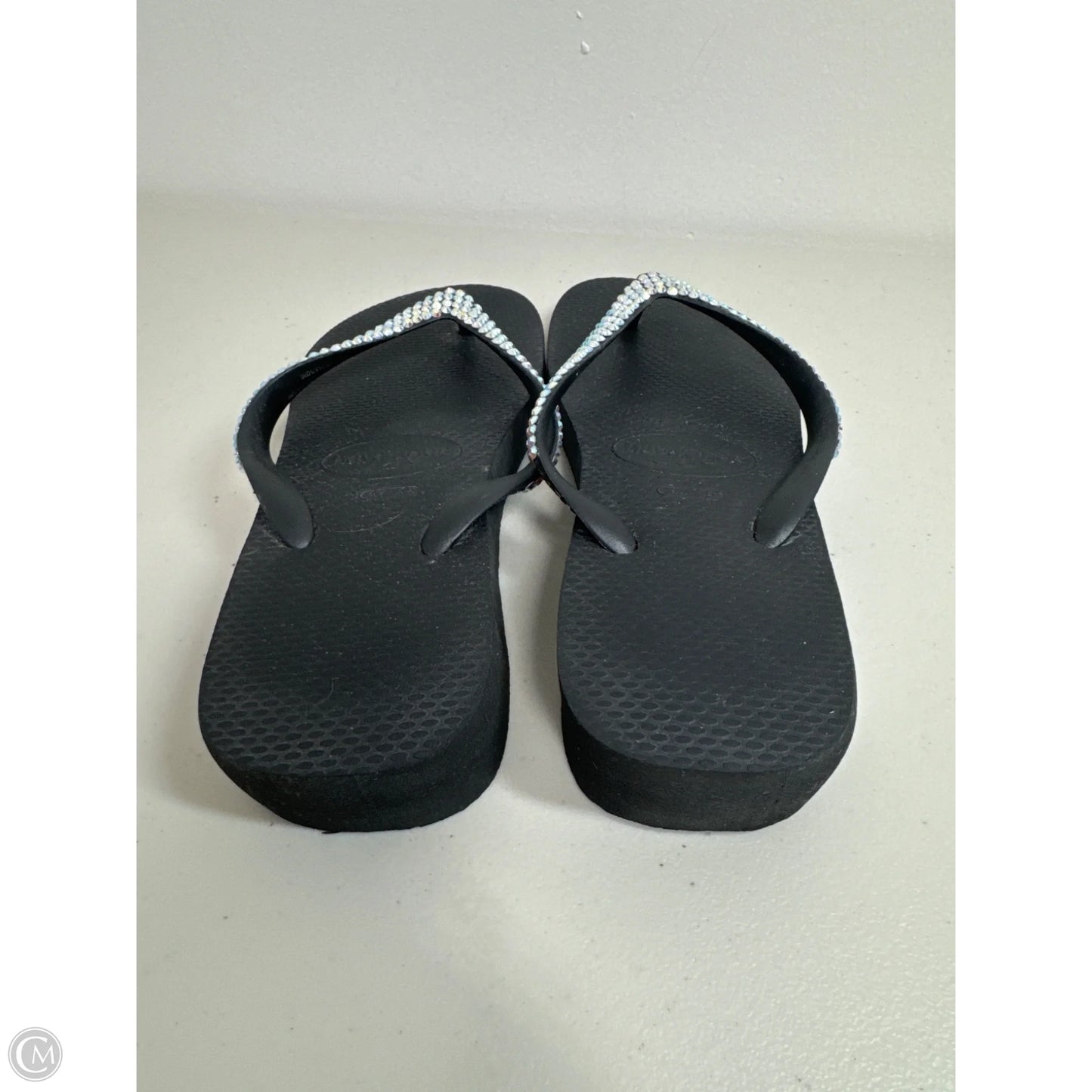 Sandals Flip Flops By Havaianas In Black & Silver, Size: 7