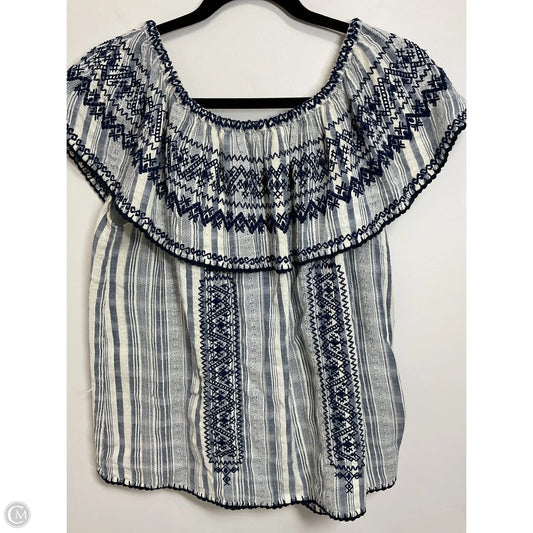 Top Short Sleeve By Calypso St Barth In Blue & Cream, Size: Xs