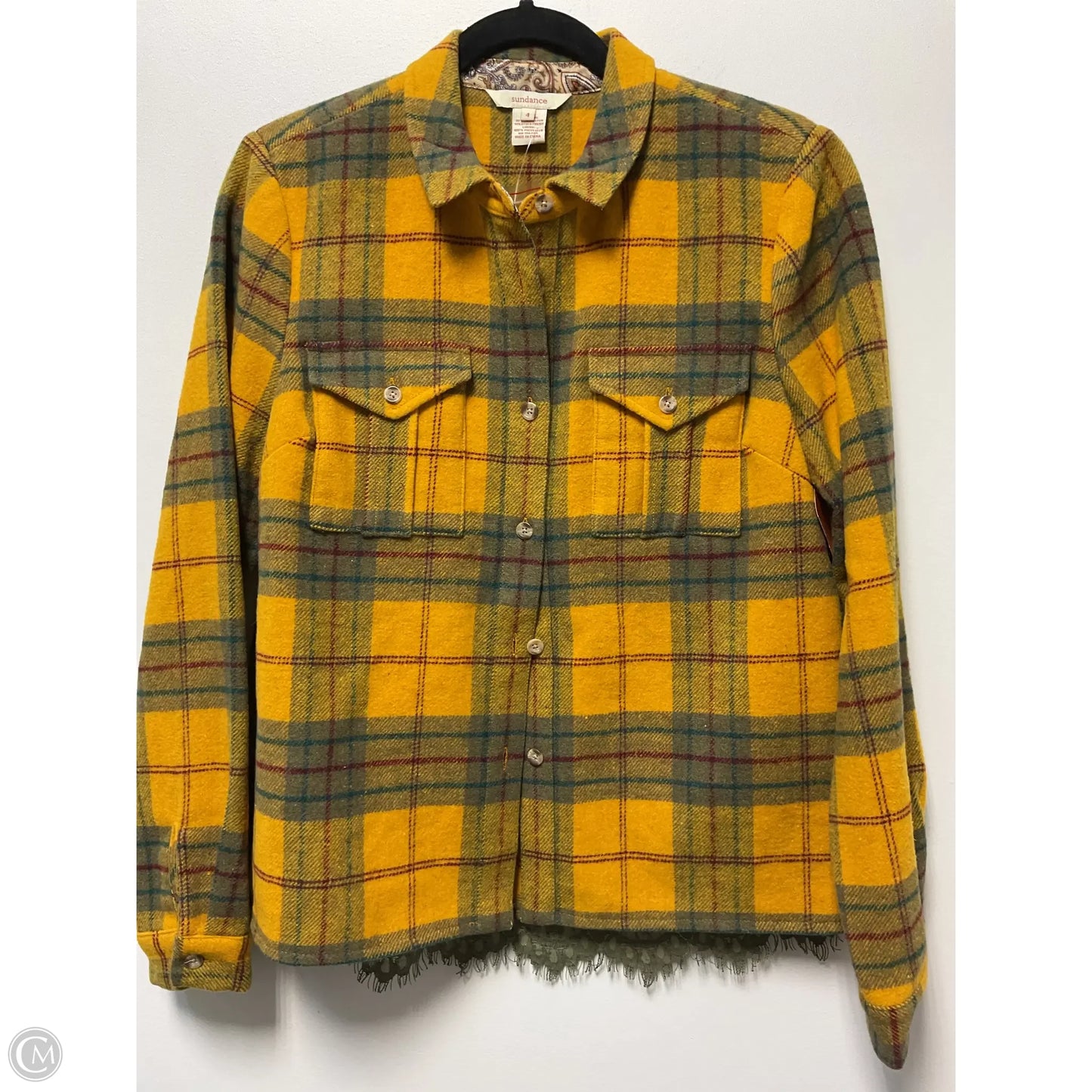 Jacket Shirt By Sundance In Plaid Pattern, Size: S