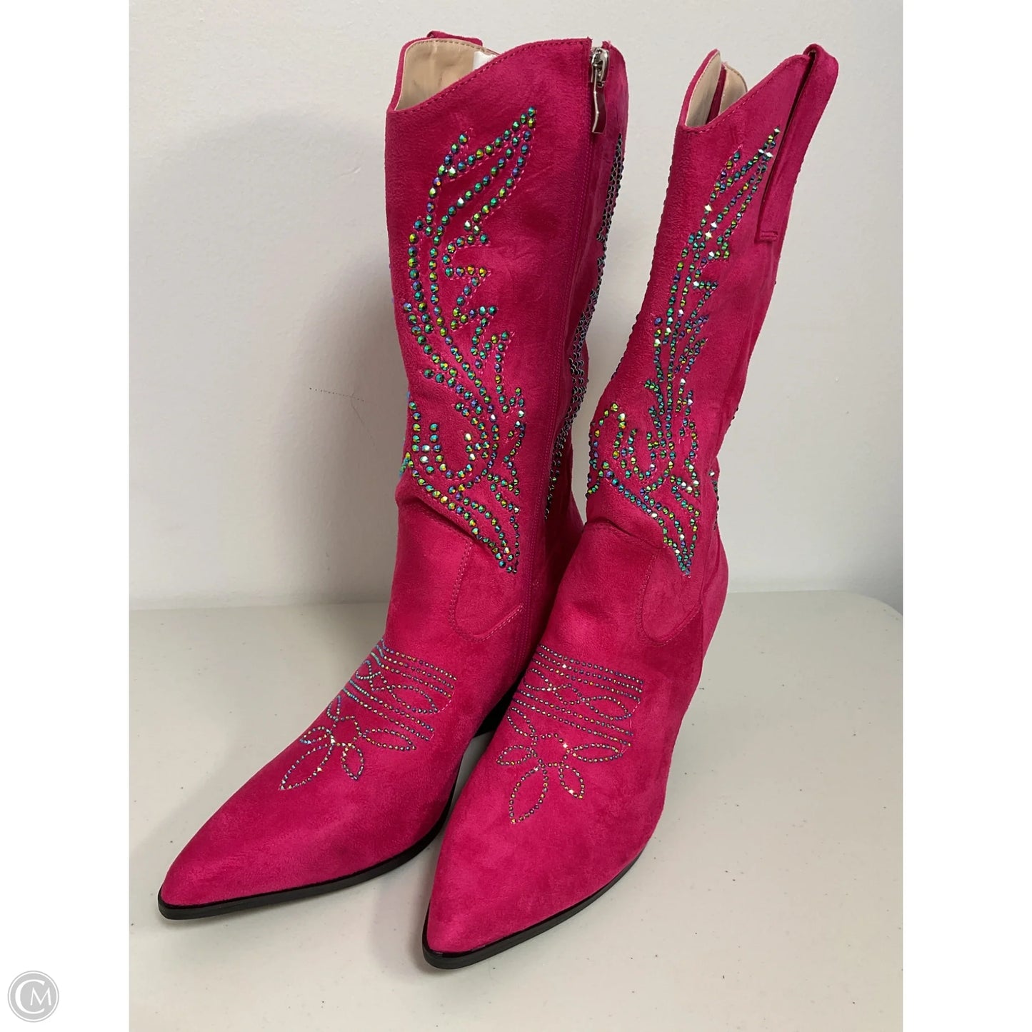 Boots Western By Cme In Pink & Silver, Size: 10