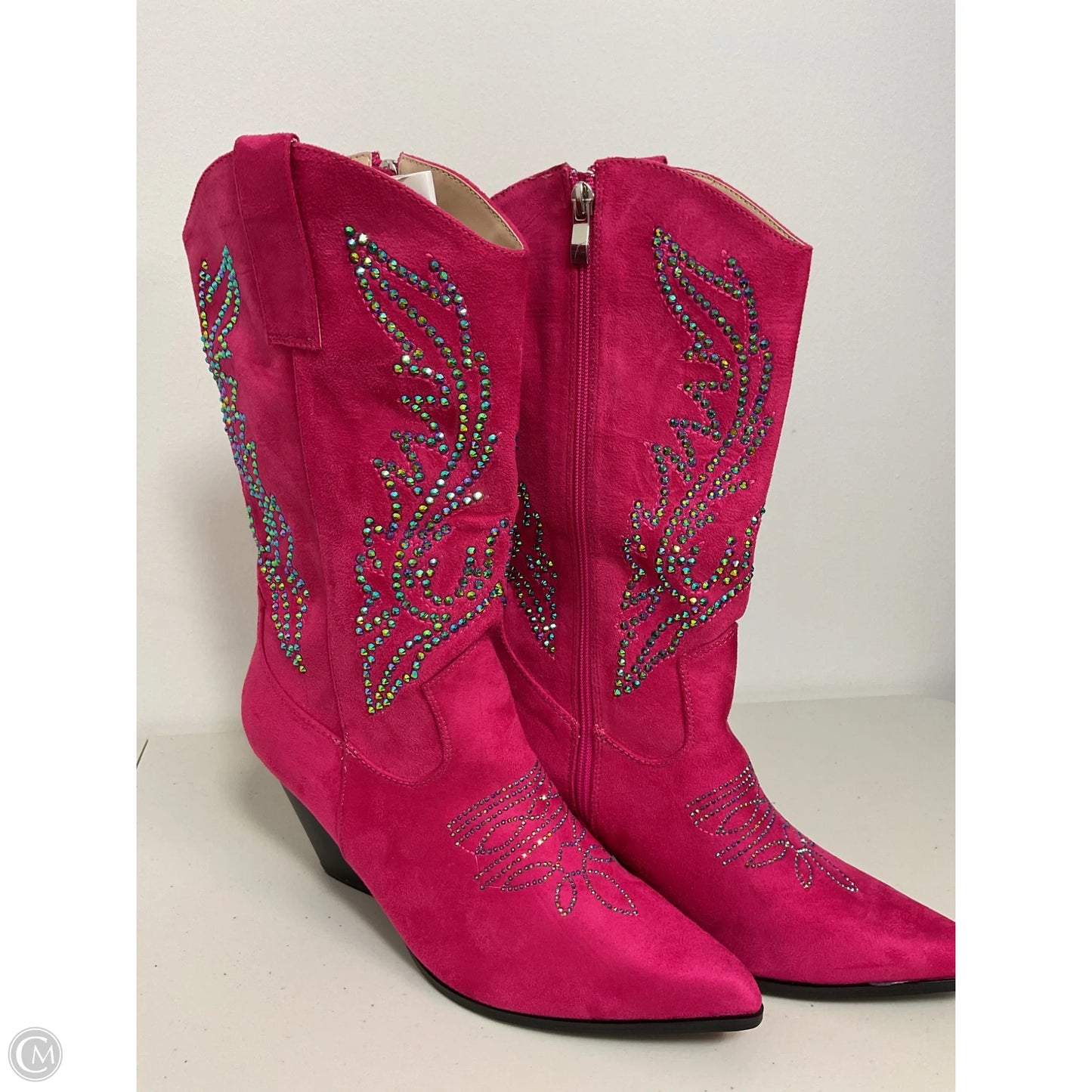 Boots Western By Cme In Pink & Silver, Size: 10