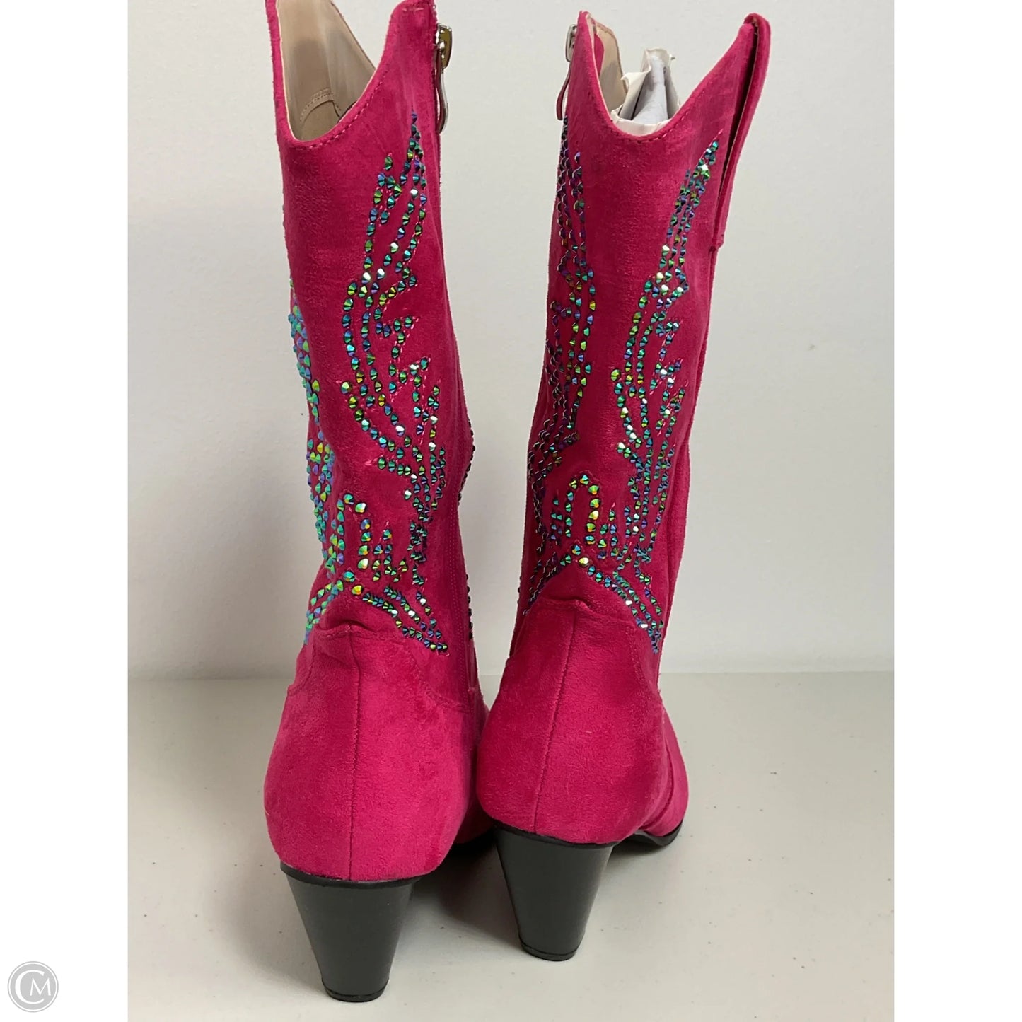 Boots Western By Cme In Pink & Silver, Size: 10