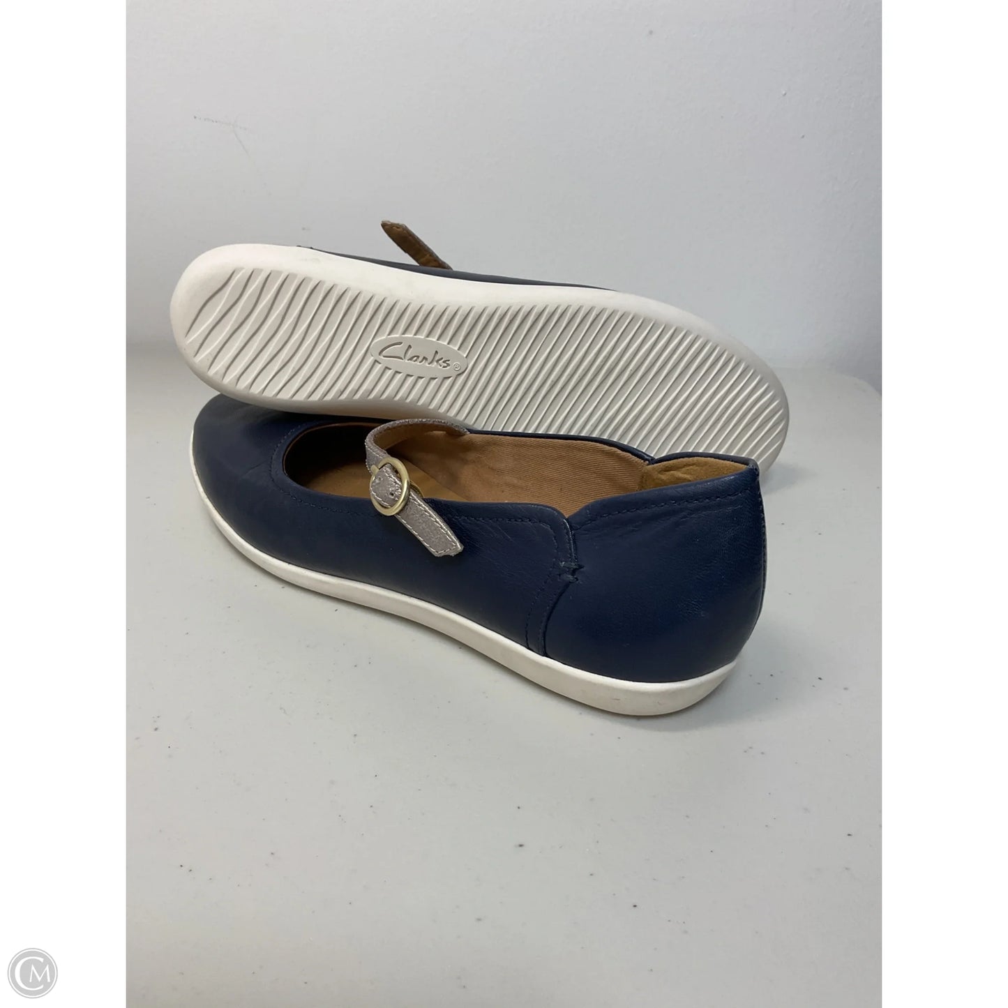 Shoes Flats By Clarks In Blue & Silver, Size: 11