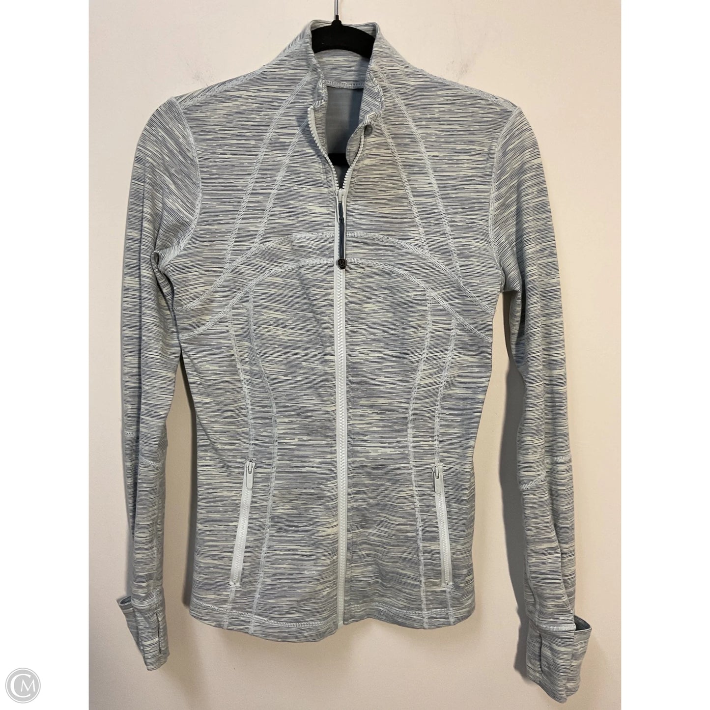 Athletic Jacket By Lululemon In Blue & Cream, Size: 6