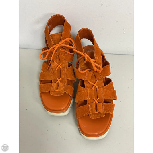 Sandals Heels Wedge By Sorel In Orange, Size: 8
