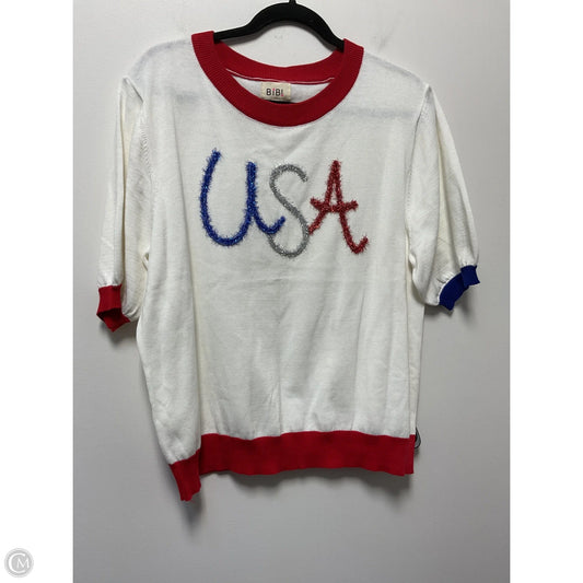 Top Short Sleeve By Bibi In Blue & Red & White, Size: L
