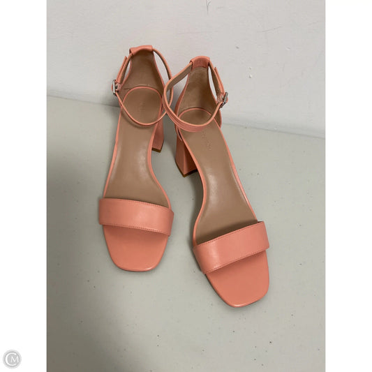 Sandals Heels Block By Nine West In Peach, Size: 8.5
