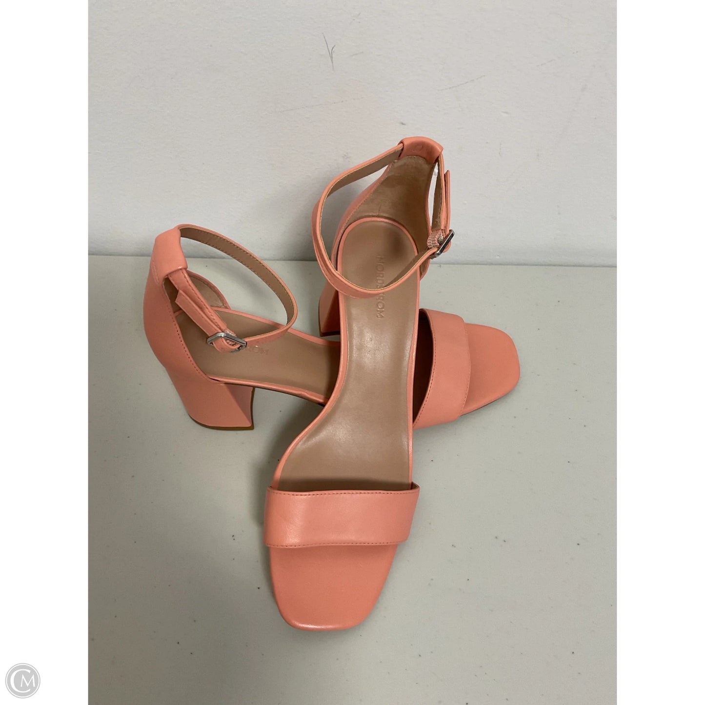 Sandals Heels Block By Nine West In Peach, Size: 8.5