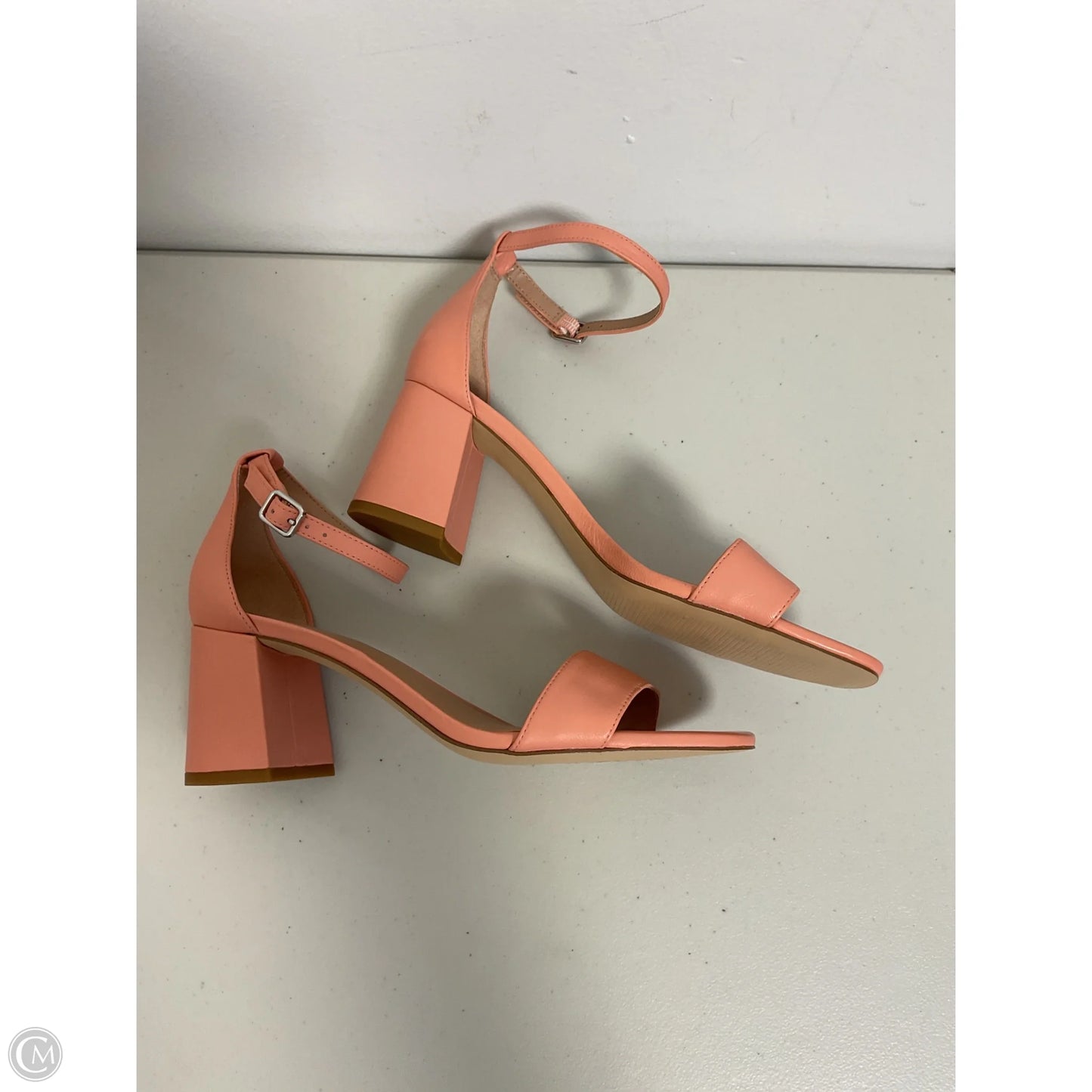 Sandals Heels Block By Nine West In Peach, Size: 8.5