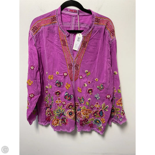 Blouse Long Sleeve By Johnny Was In Pink, Size: Xxl