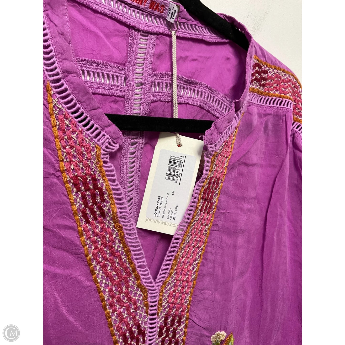 Blouse Long Sleeve By Johnny Was In Pink, Size: Xxl
