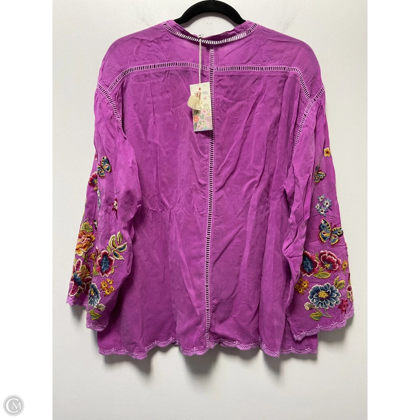 Blouse Long Sleeve By Johnny Was In Pink, Size: Xxl