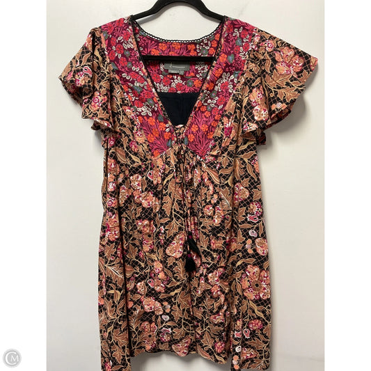 Dress Party Short By Anthropologie In Pink & Tan, Size: M