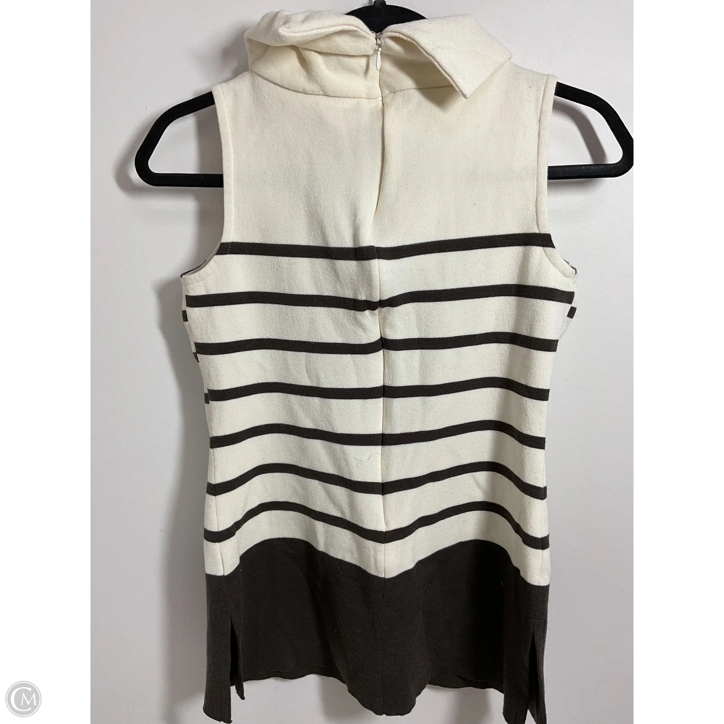Top Sleeveless Designer By St John Collection In Cream & Grey, Size: 4