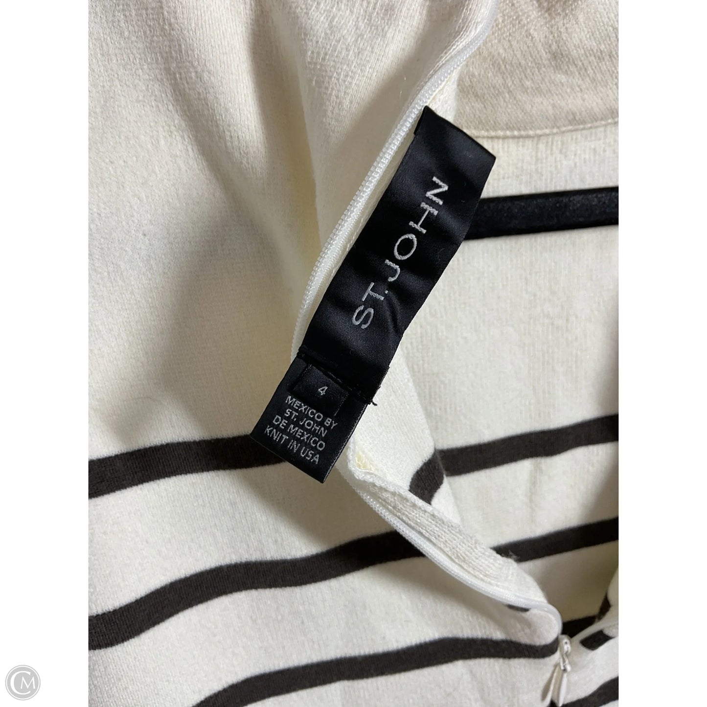 Top Sleeveless Designer By St John Collection In Cream & Grey, Size: 4
