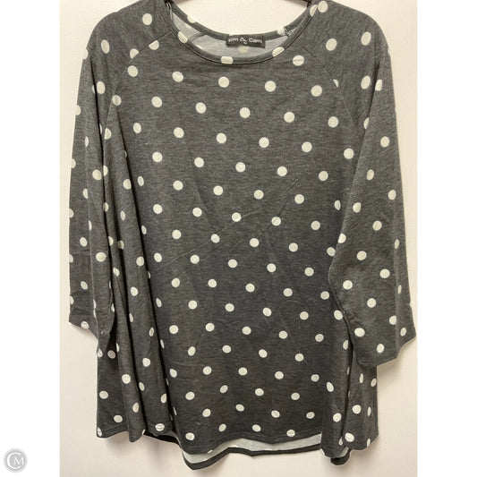 Top 3/4 Sleeve By Kim & Cami In Polkadot Pattern, Size: 1x