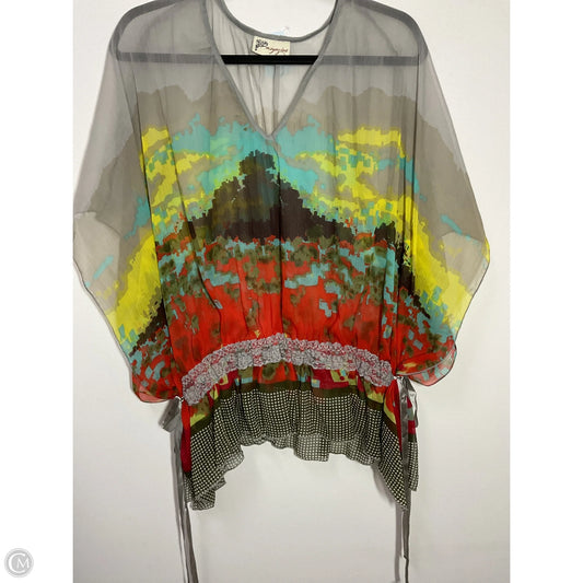 Top Short Sleeve By Clothes Mentor In Grey & Yellow, Size: L