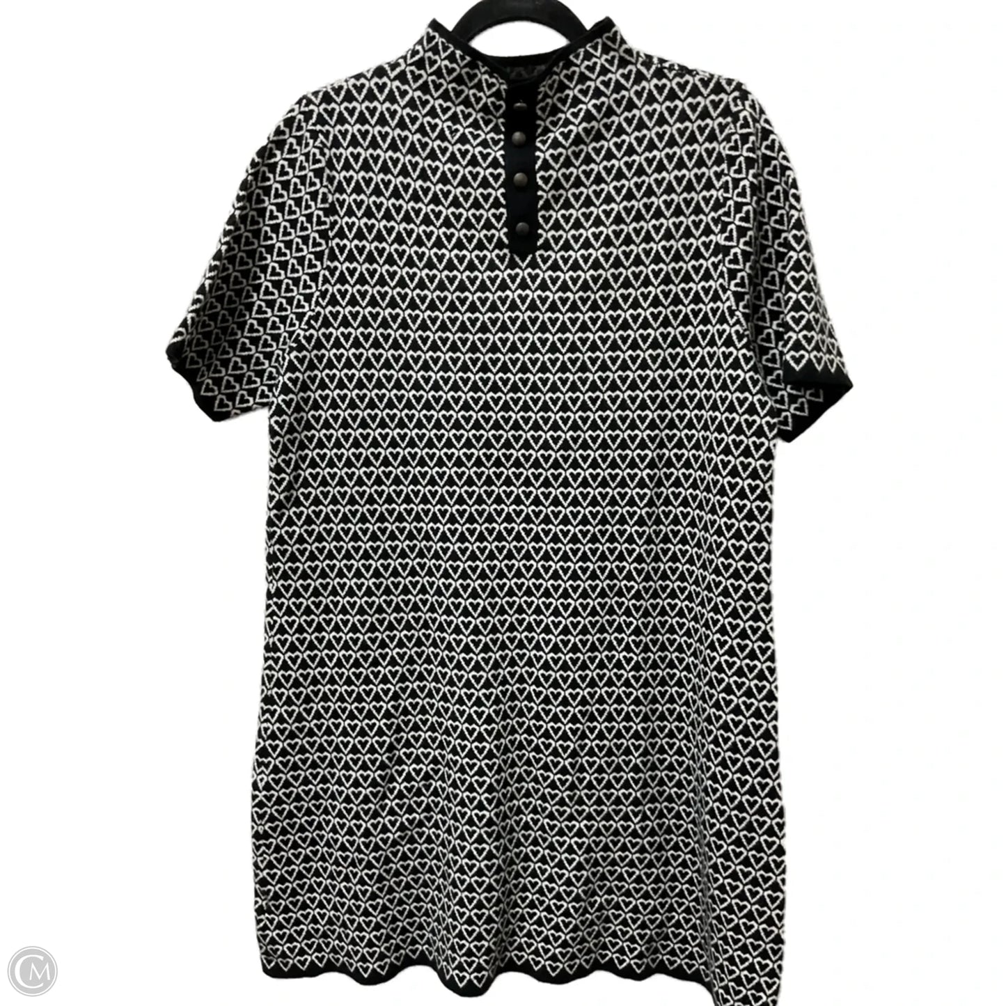 Dress Sweater By Nicole Miller In Black & White, Size: Xl