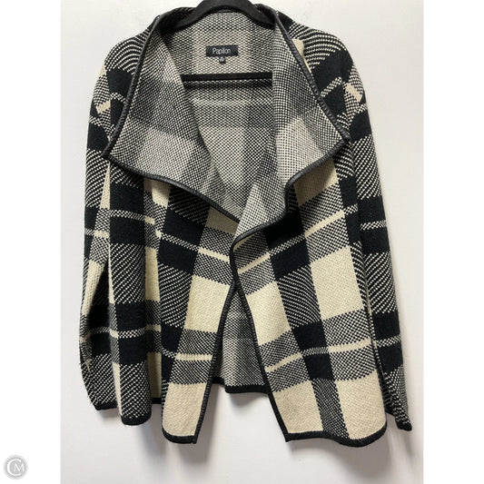 Sweater Cardigan By Papillion In Black & Cream, Size: M