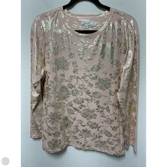 Top Long Sleeve By Chicos In Gold & Pink, Size: L