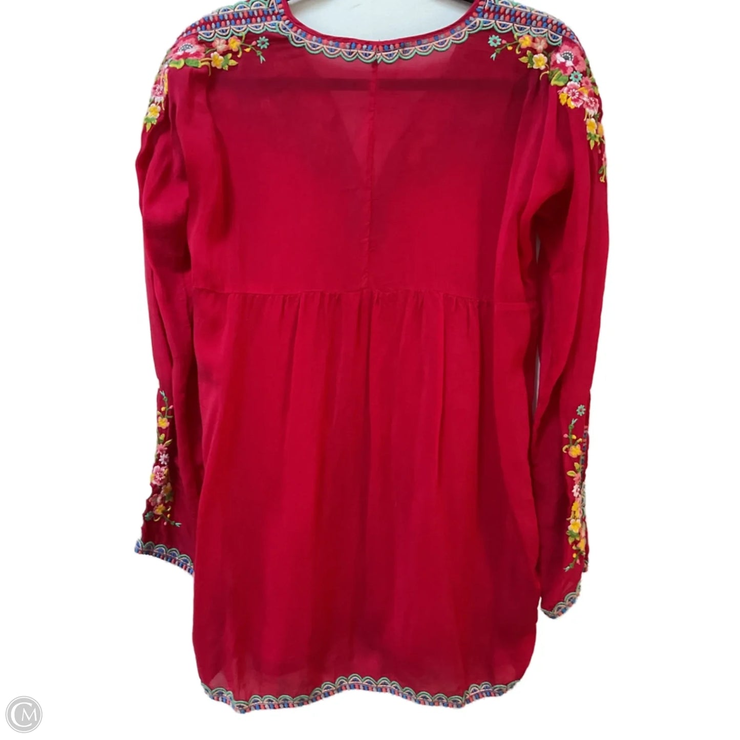 Tunic Long Sleeve By Johnny Was In Red, Size: Xs