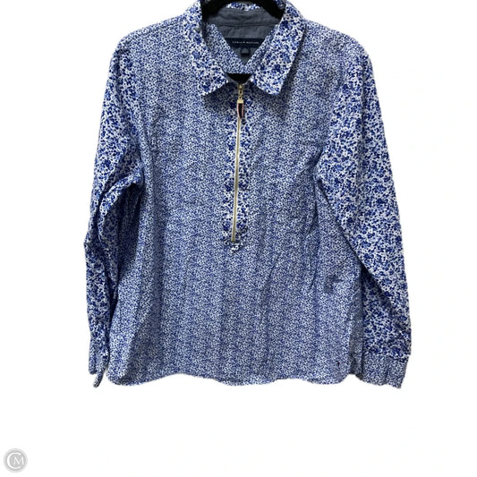Top Long Sleeve By Tommy Hilfiger In Blue & White, Size: Xl
