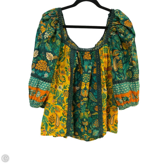 Blouse 3/4 Sleeve By Farm Rio In Tropical Print, Size: M