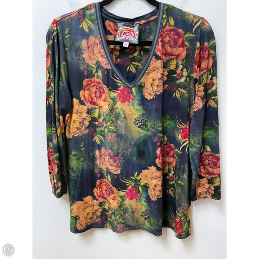 Top Long Sleeve Basic By Johnny Was In Floral Print, Size: M