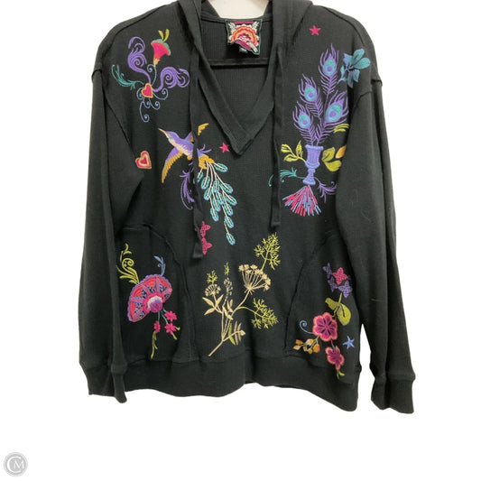Sweatshirt Hoodie By Johnny Was In Black, Size: L
