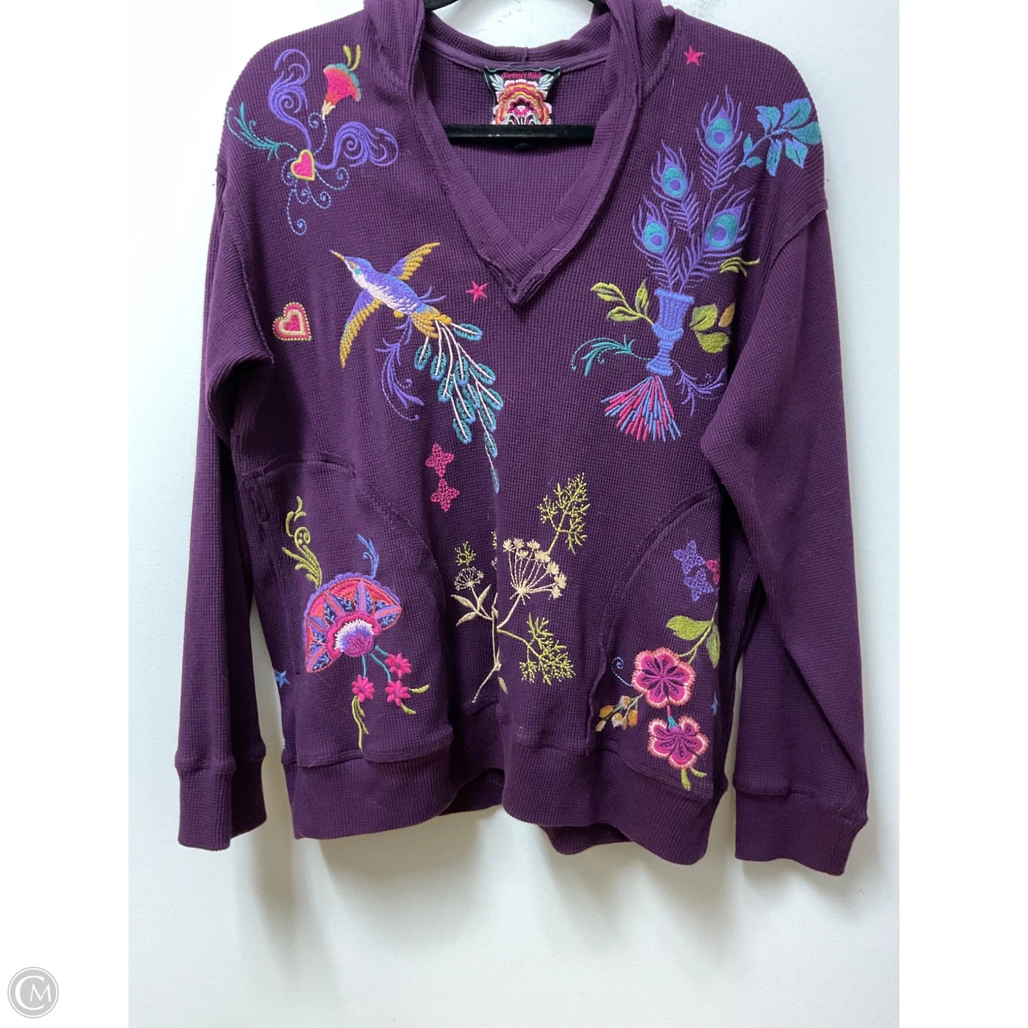 Sweatshirt Hoodie By Johnny Was In Purple, Size: L