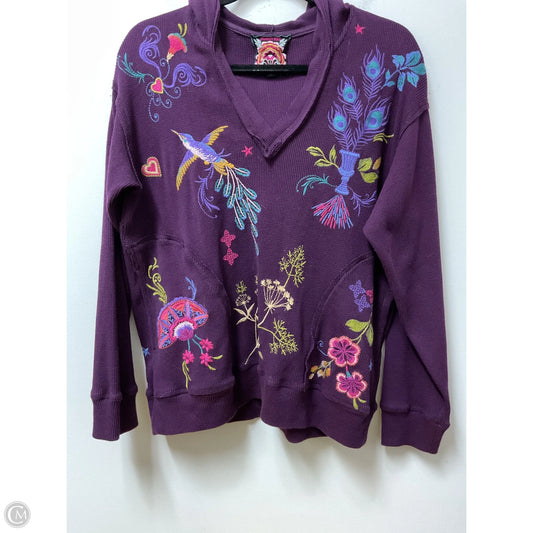 Sweatshirt Hoodie By Johnny Was In Purple, Size: L