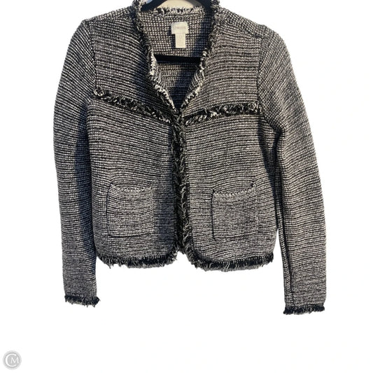 Sweater Cardigan By Chicos In Black & Silver, Size: S