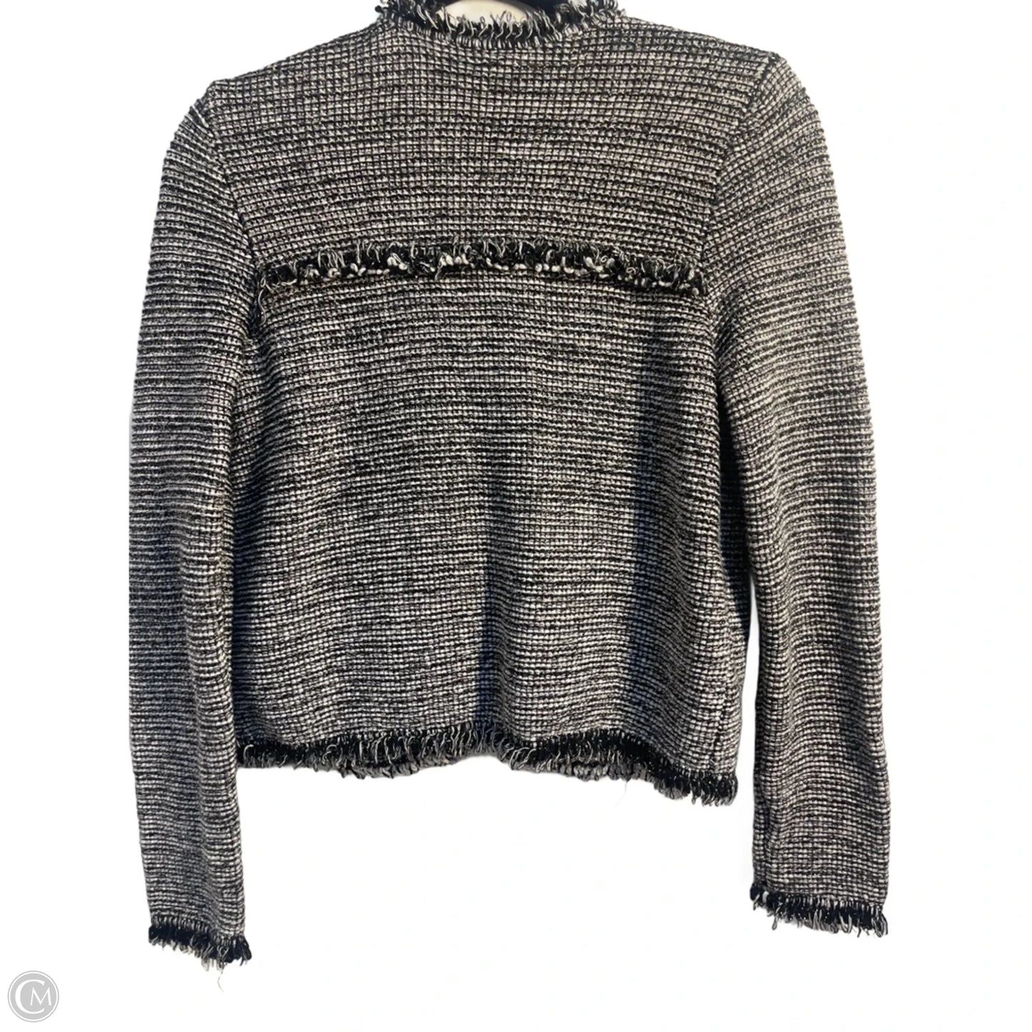 Sweater Cardigan By Chicos In Black & Silver, Size: S