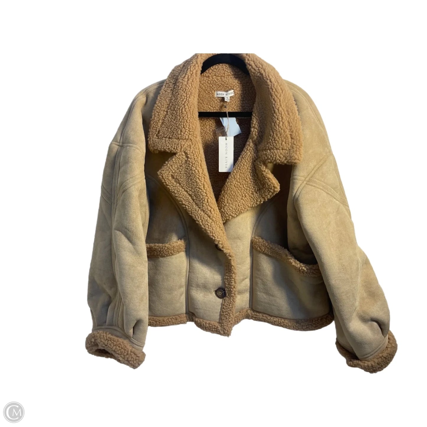 Jacket Faux Fur & Sherpa By Moon River In Tan, Size: Xl