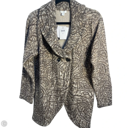 Sweater Cardigan By Pure Jill In Cream & Tan, Size: M