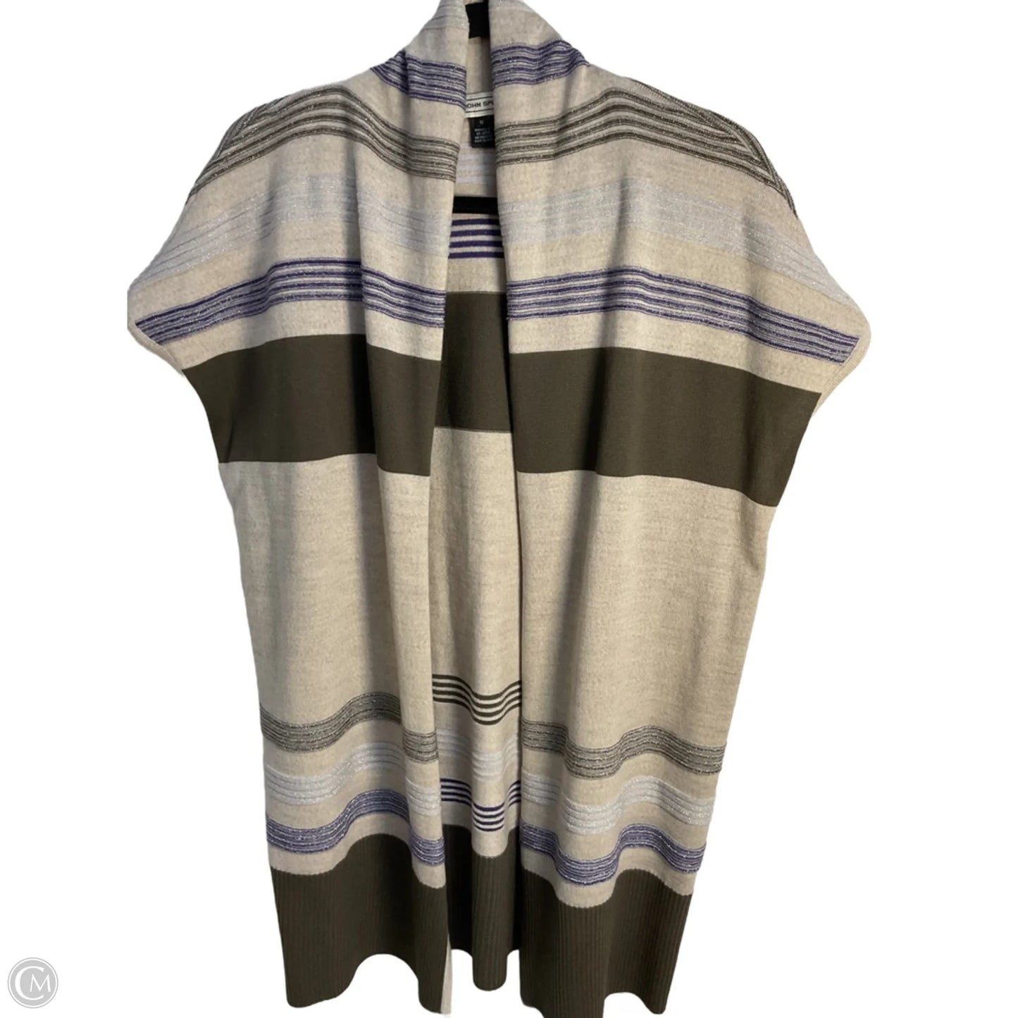 Sweater Cardigan Luxury Designer By St John Collection In Cream & Purple, Size: M