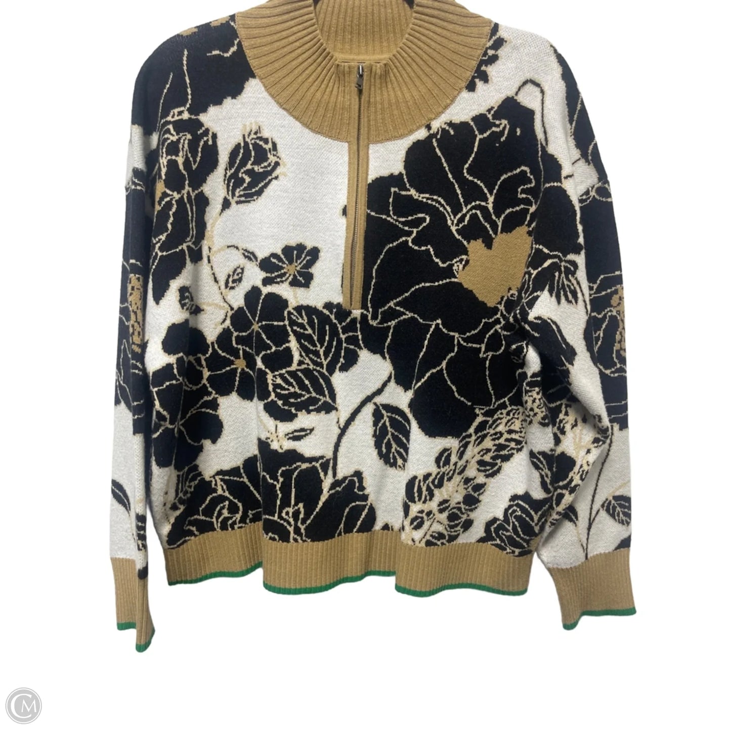 Sweater By Maeve In Black & Tan, Size: M