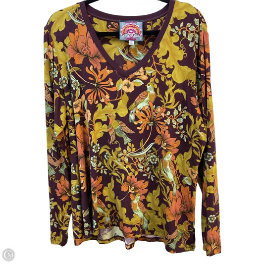 Top Long Sleeve By Johnny Was In Orange & Purple, Size: Xl